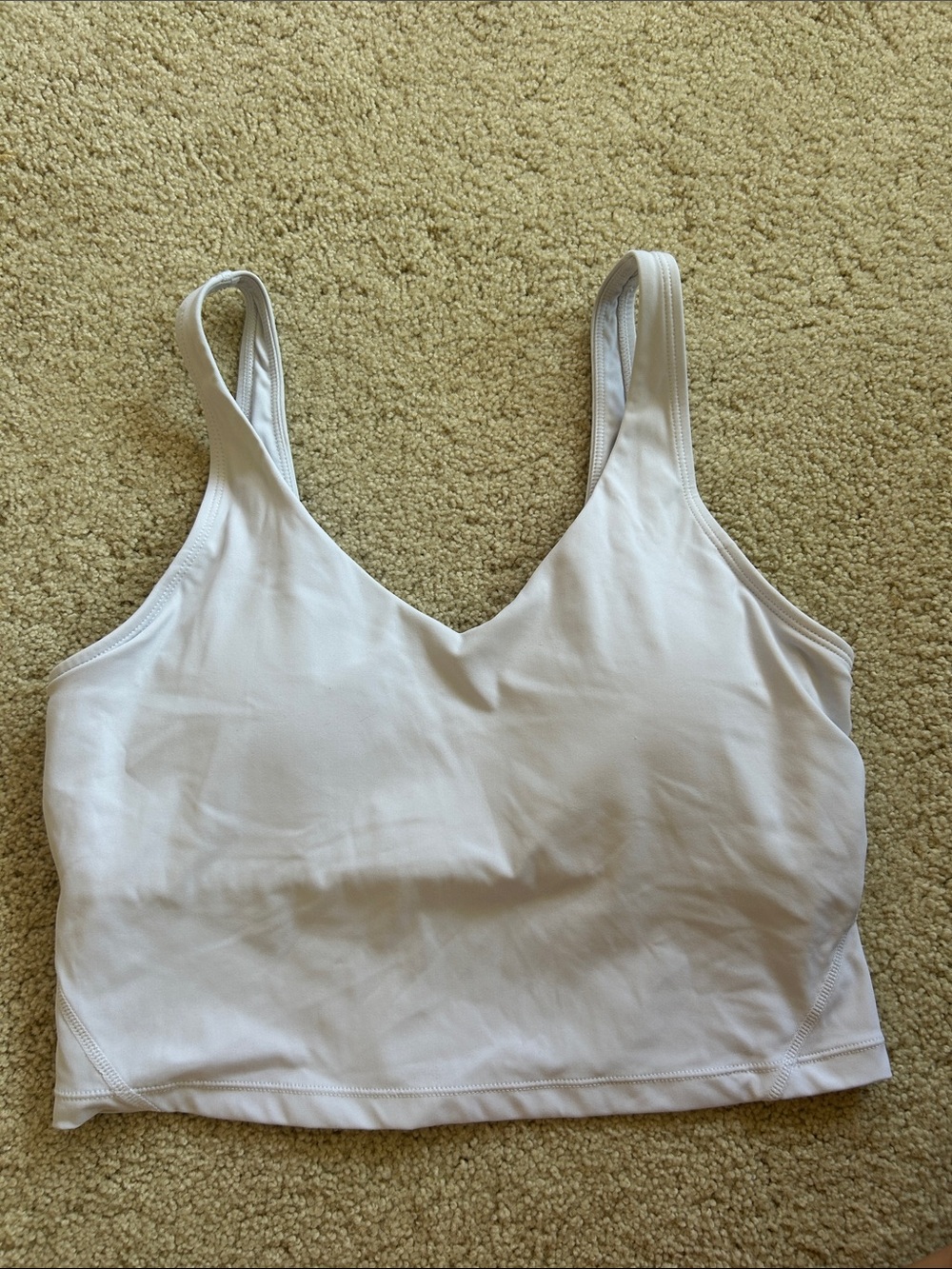 White Sleeveless V-Neck Cropped Tank Top with padded top